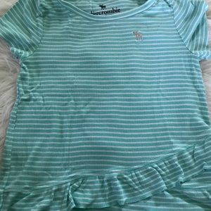 abercrombie kids shirt | blue/white stripes | 7/8